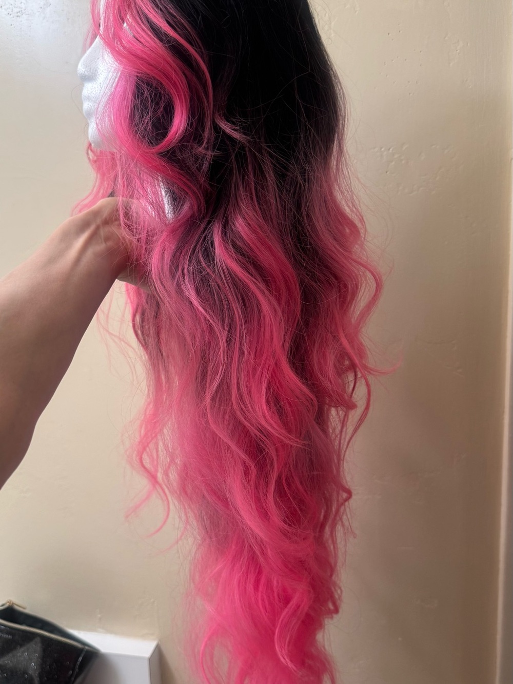 Pink Ombre Long Wavy Women’s Synthetic Wig - Picture 12 of 17